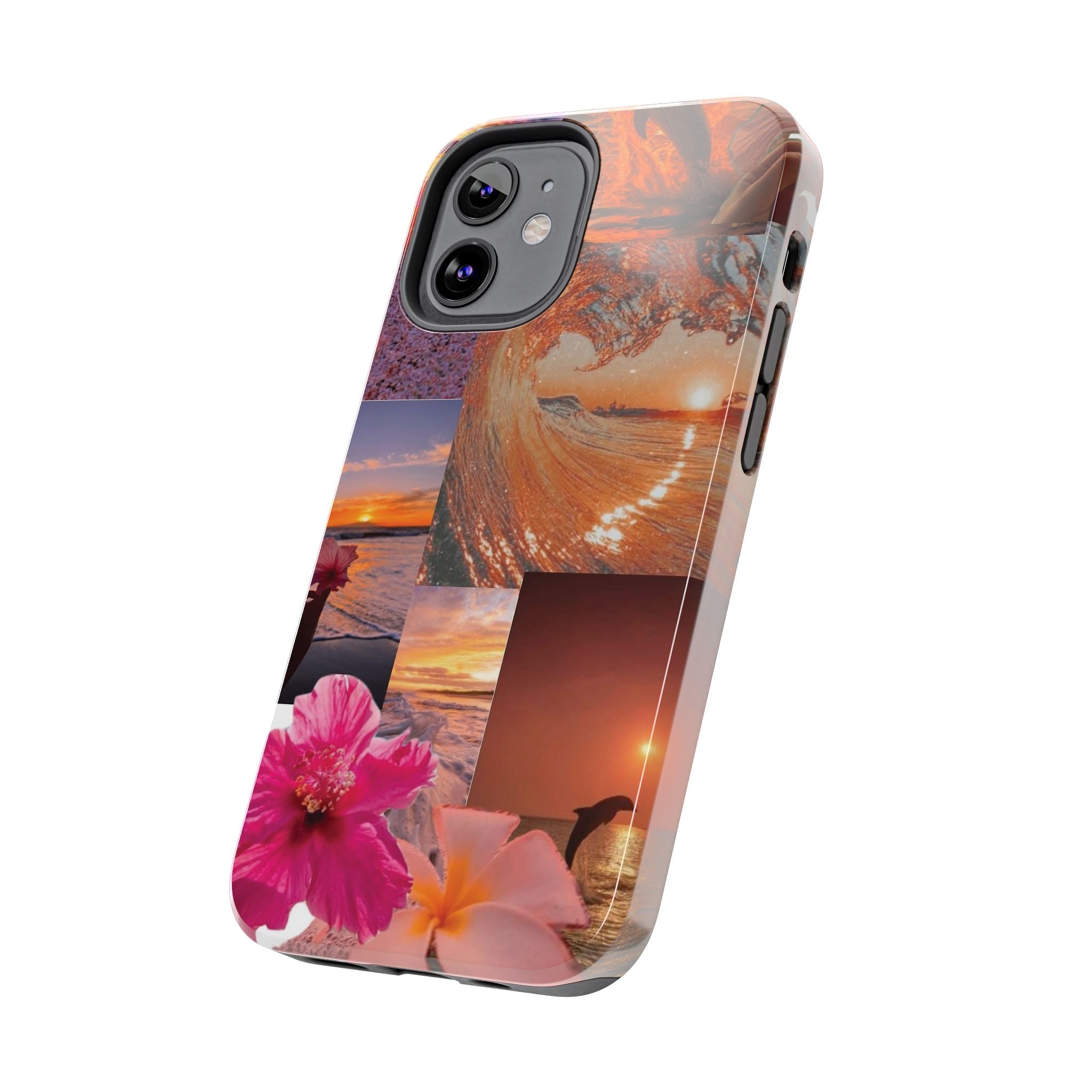 Tough Phone Case — Tropical Sunset Collage, Beach Wave & Hibiscus Protection