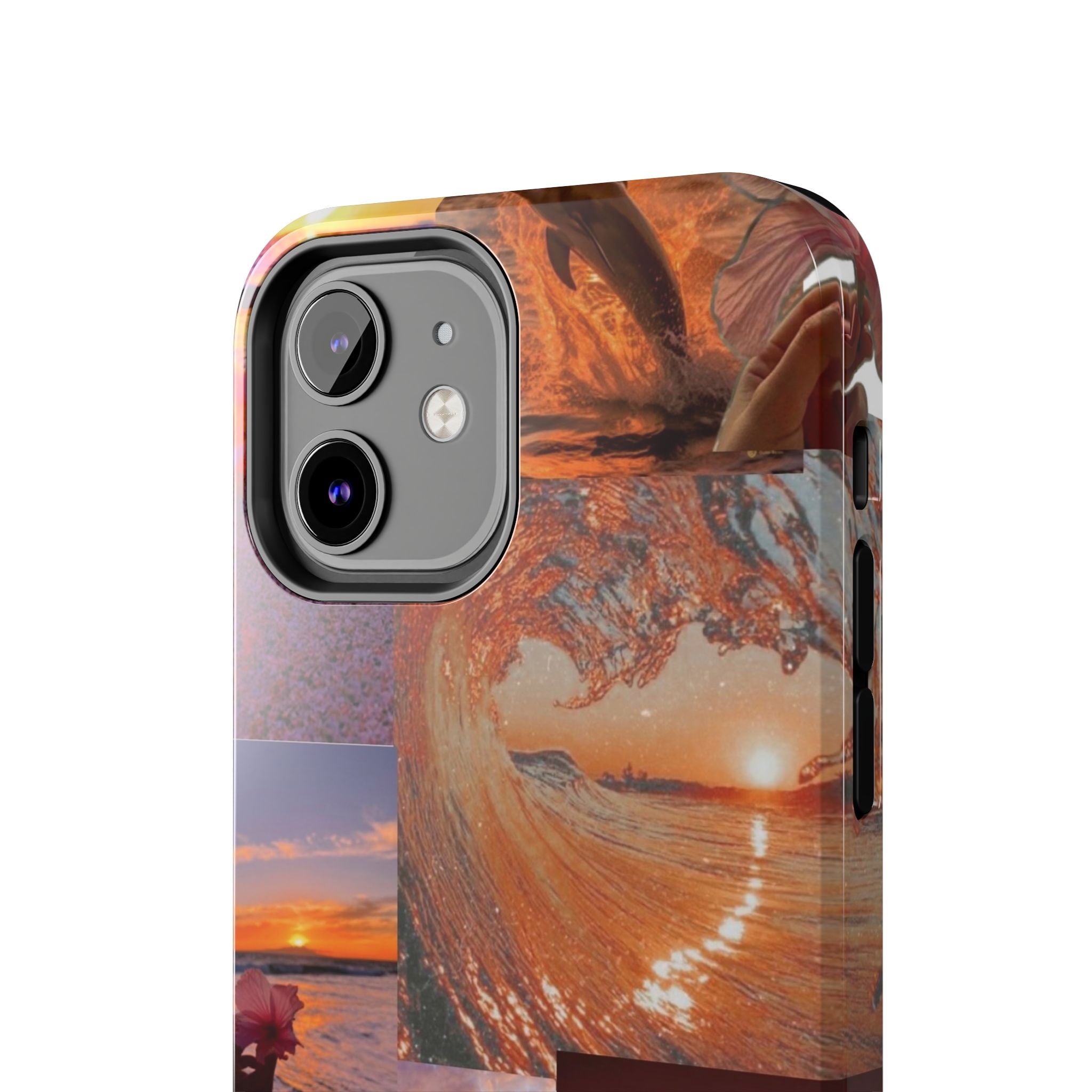 Tough Phone Case — Tropical Sunset Collage, Beach Wave & Hibiscus Protection