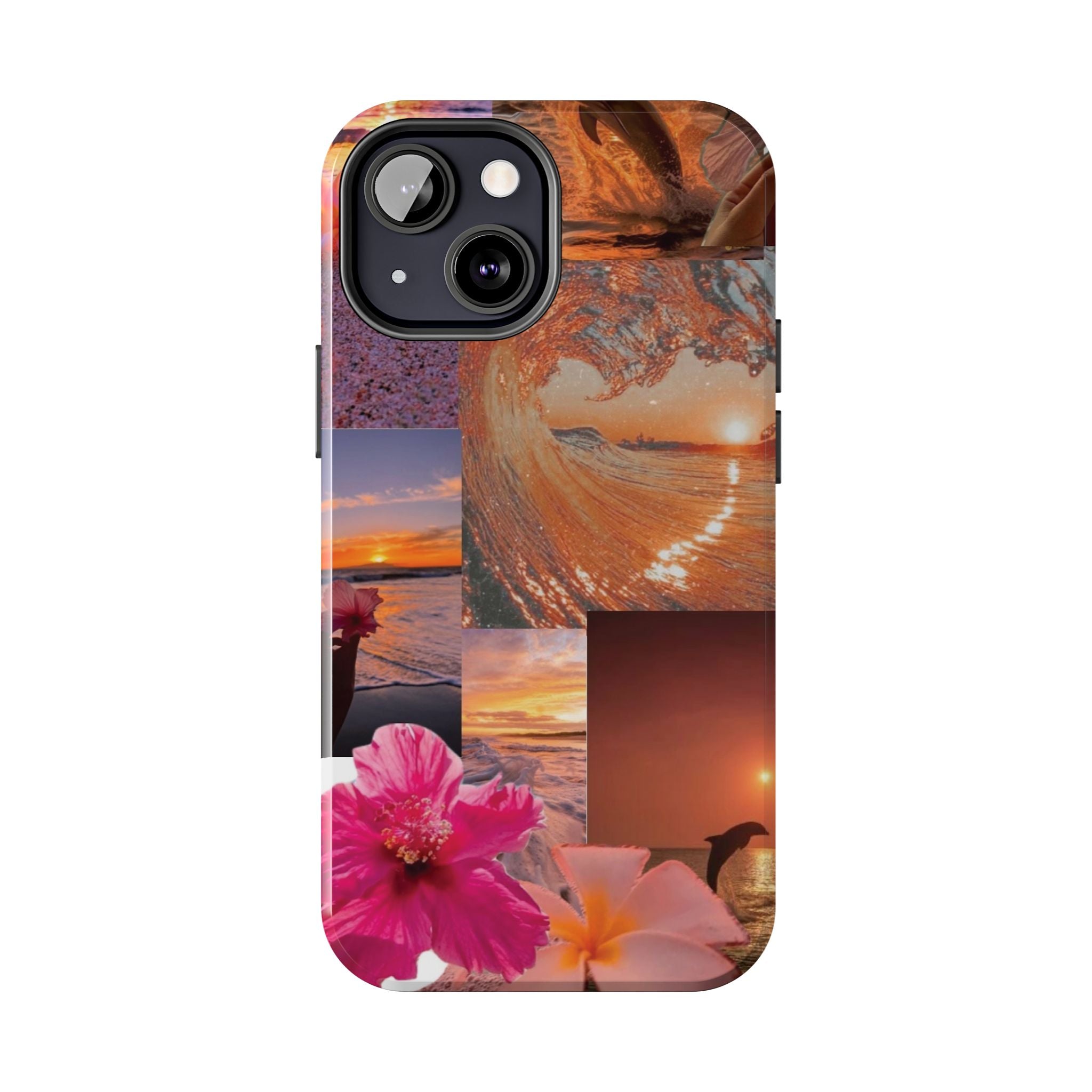 Tough Phone Case — Tropical Sunset Collage, Beach Wave & Hibiscus Protection