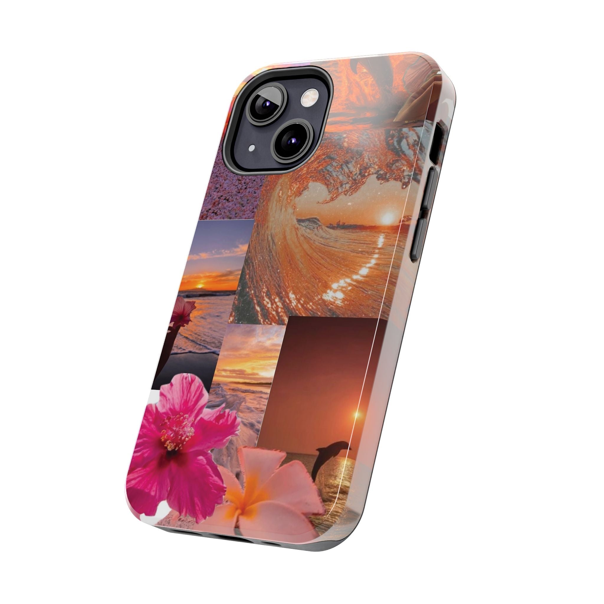 Tough Phone Case — Tropical Sunset Collage, Beach Wave & Hibiscus Protection