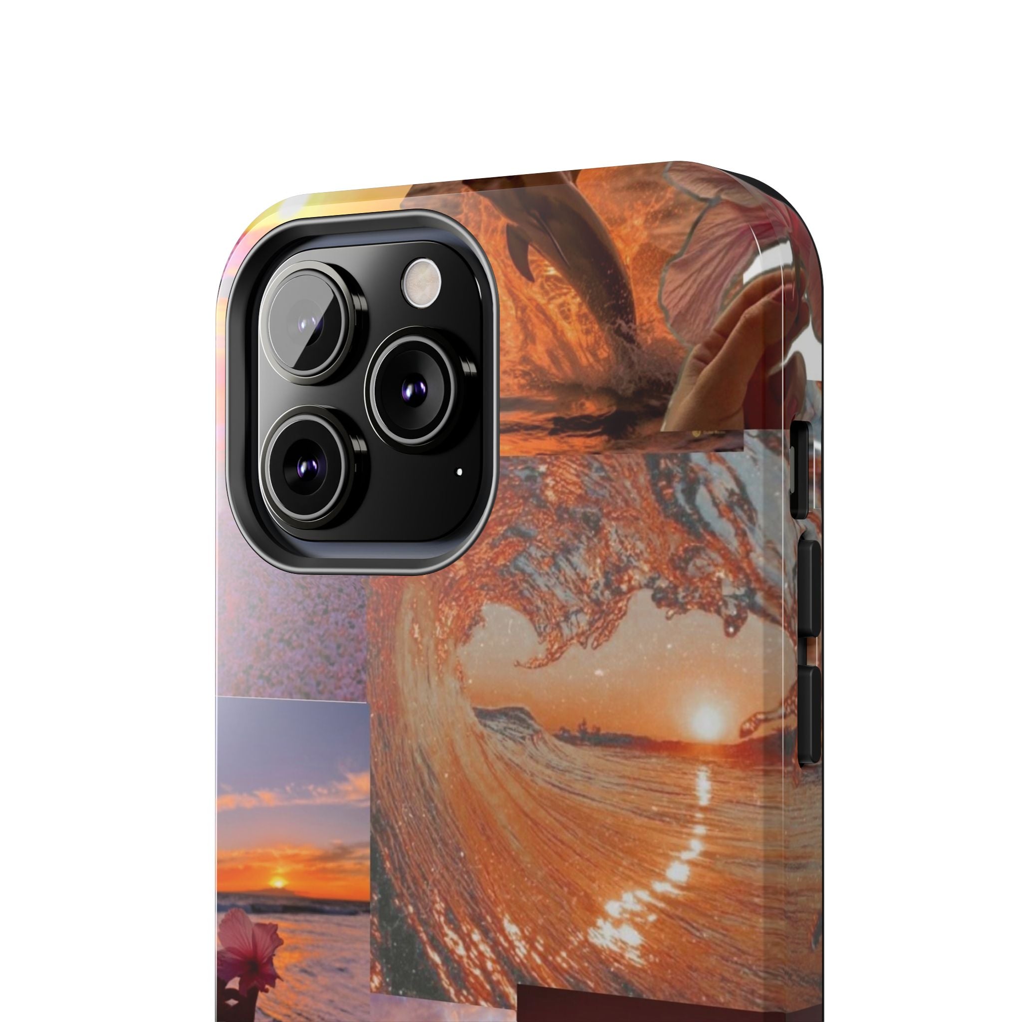 Tough Phone Case — Tropical Sunset Collage, Beach Wave & Hibiscus Protection