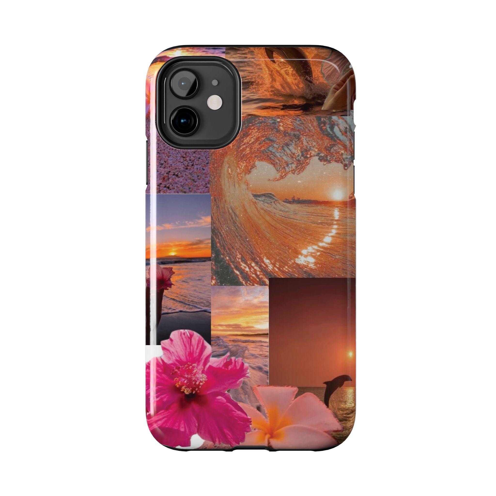 Tough Phone Case — Tropical Sunset Collage, Beach Wave & Hibiscus Protection