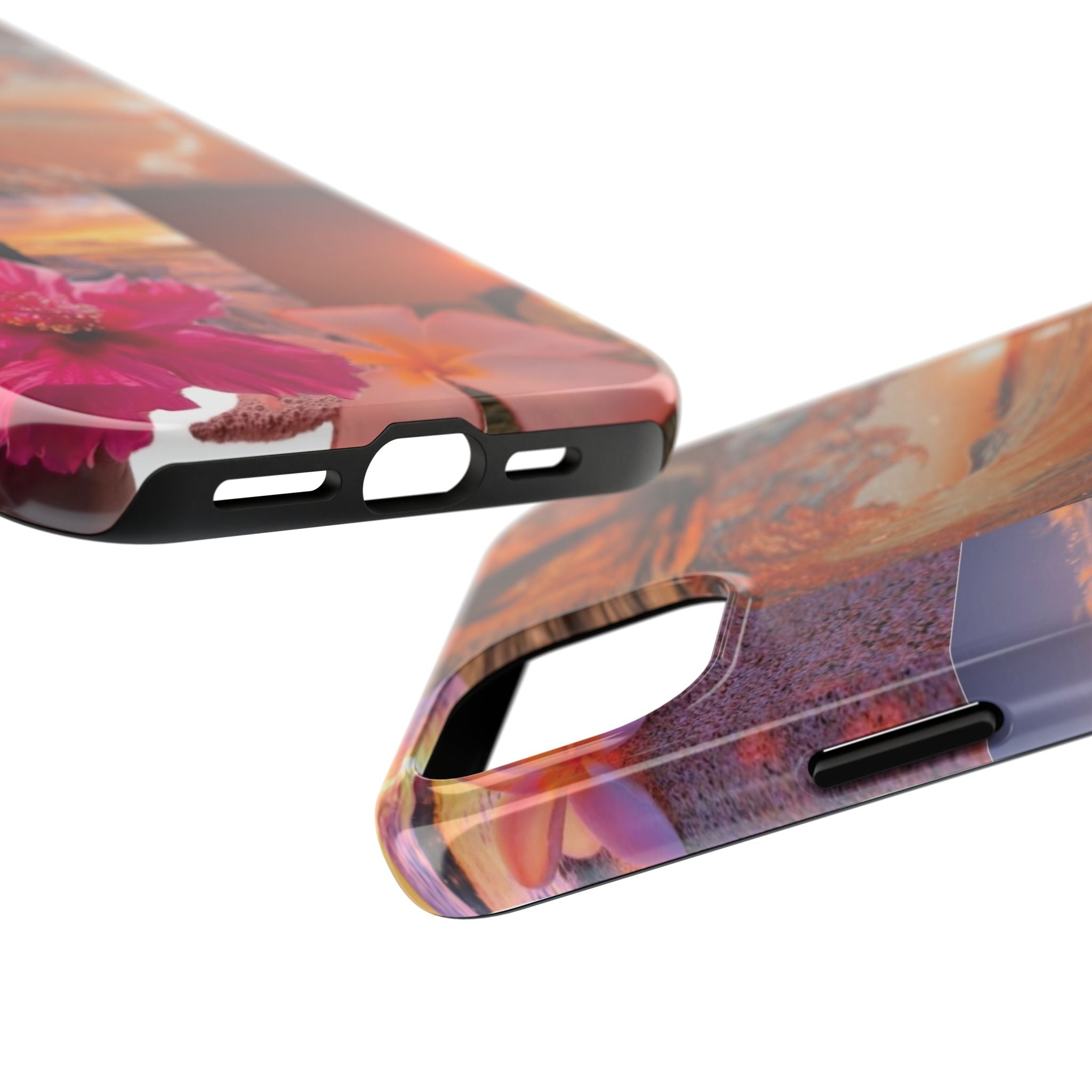 Tough Phone Case — Tropical Sunset Collage, Beach Wave & Hibiscus Protection