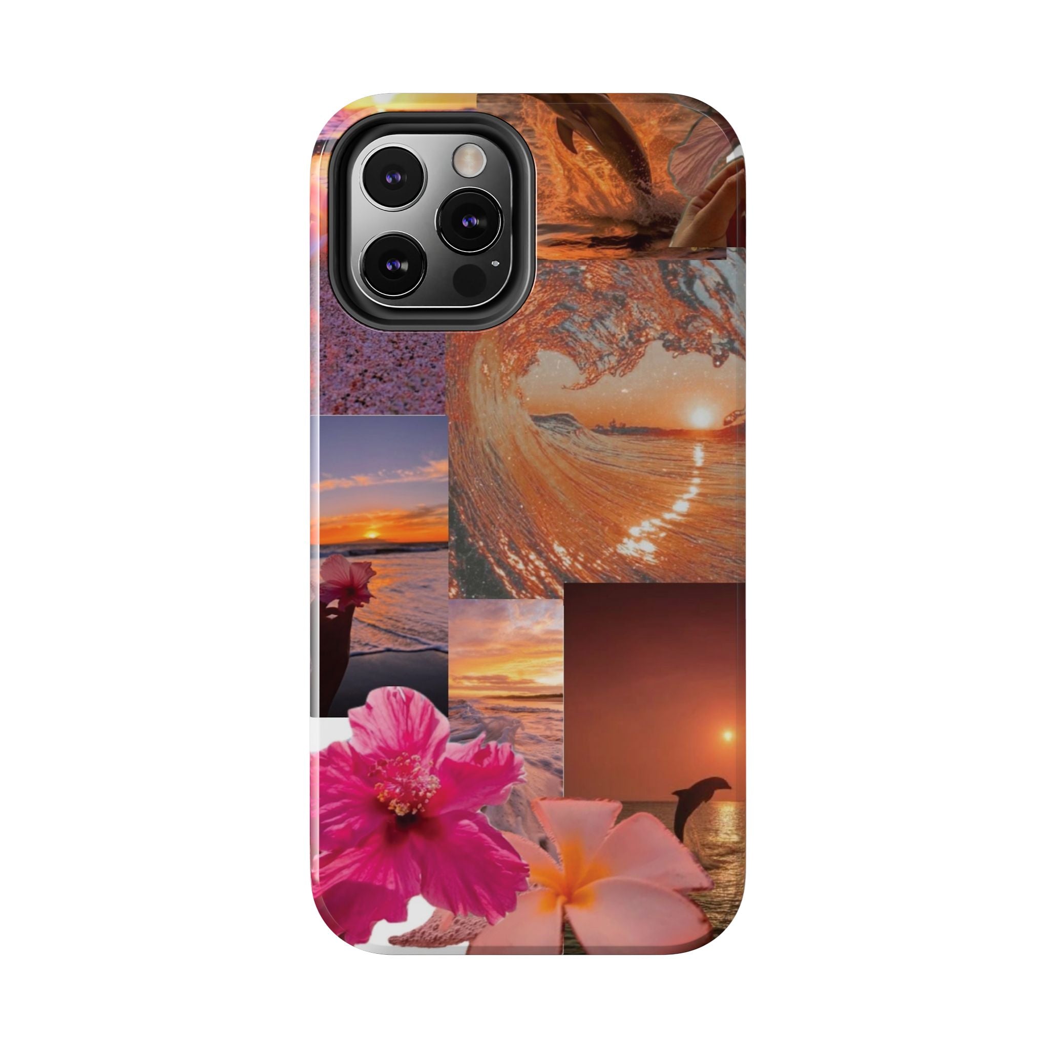 Tough Phone Case — Tropical Sunset Collage, Beach Wave & Hibiscus Protection