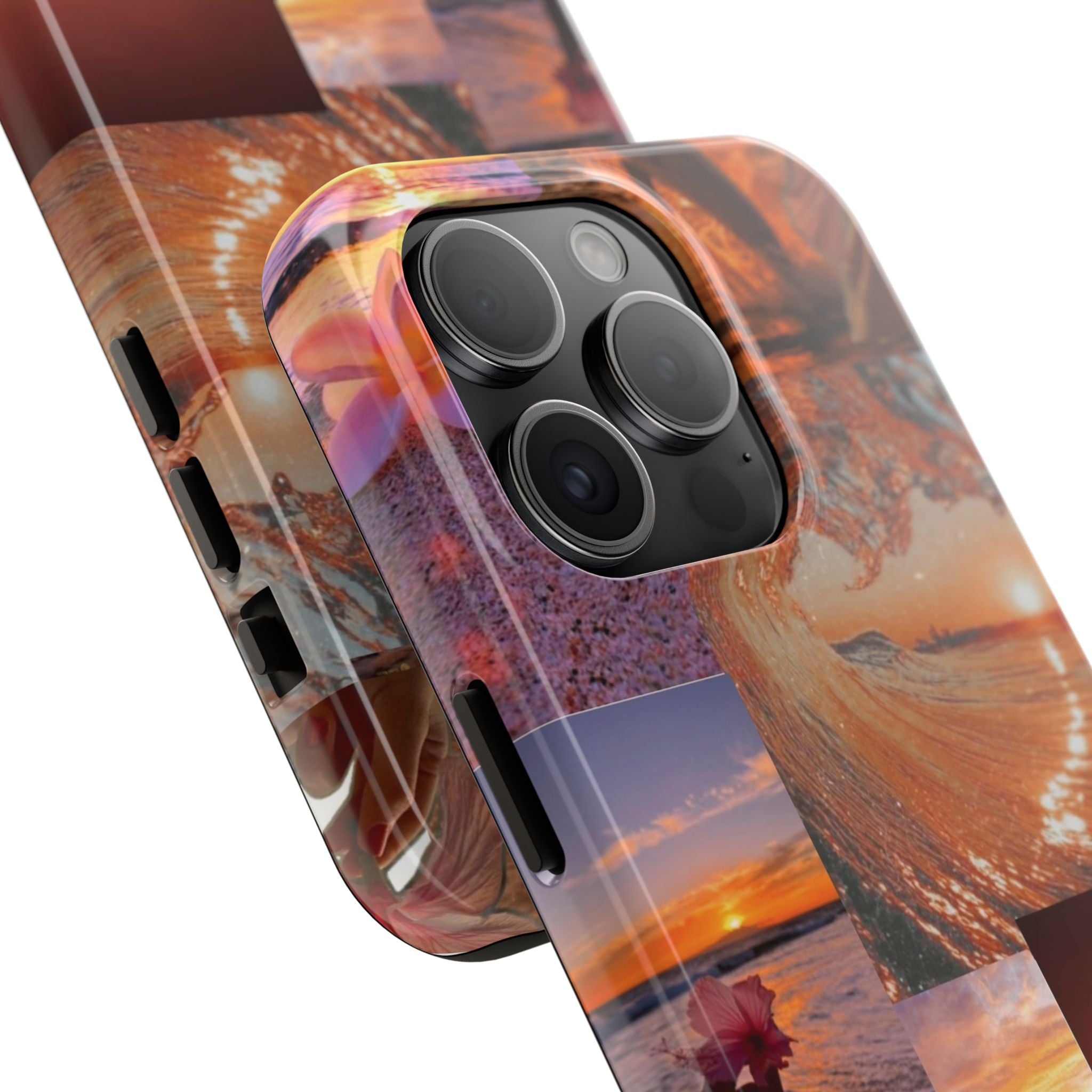 Tough Phone Case — Tropical Sunset Collage, Beach Wave & Hibiscus Protection