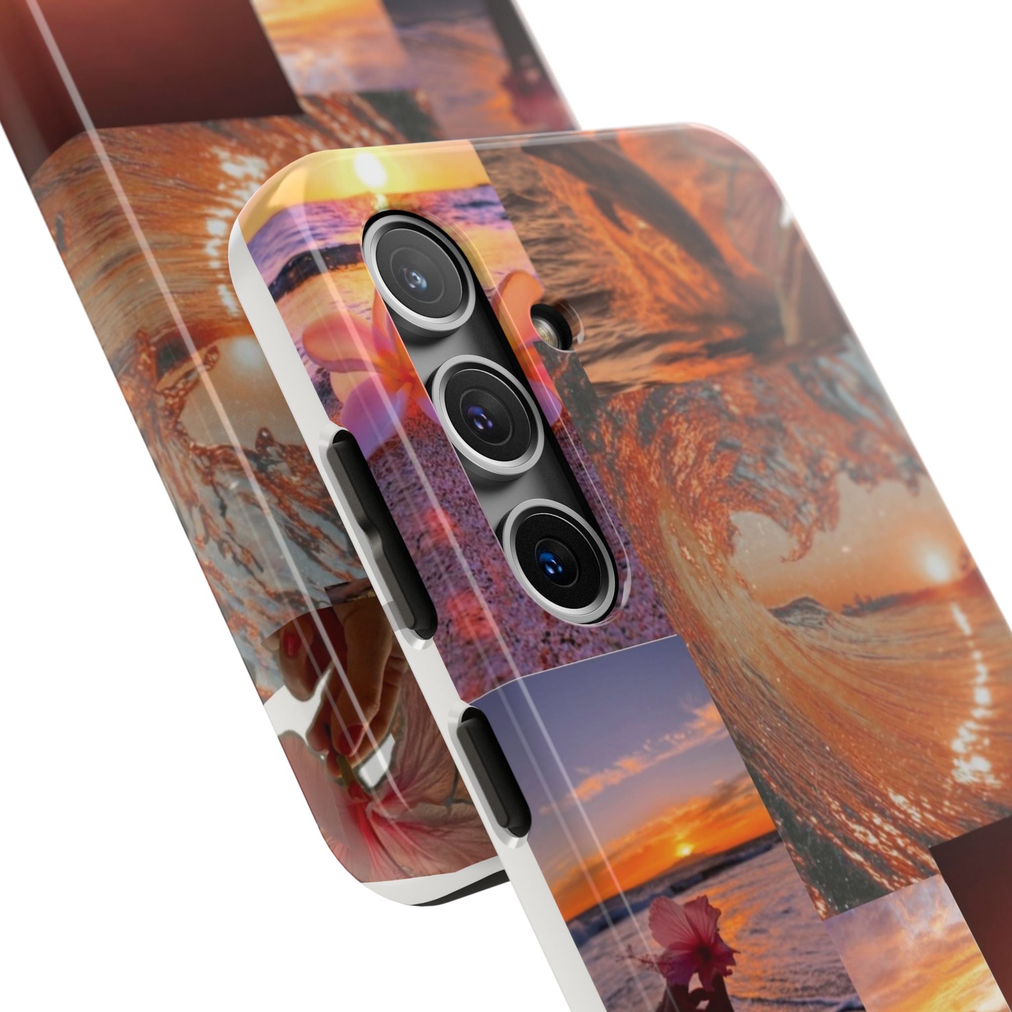 Tough Phone Case — Tropical Sunset Collage, Beach Wave & Hibiscus Protection