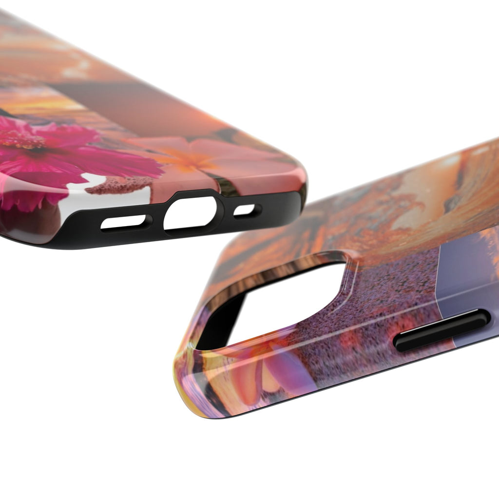 Tough Phone Case — Tropical Sunset Collage, Beach Wave & Hibiscus Protection