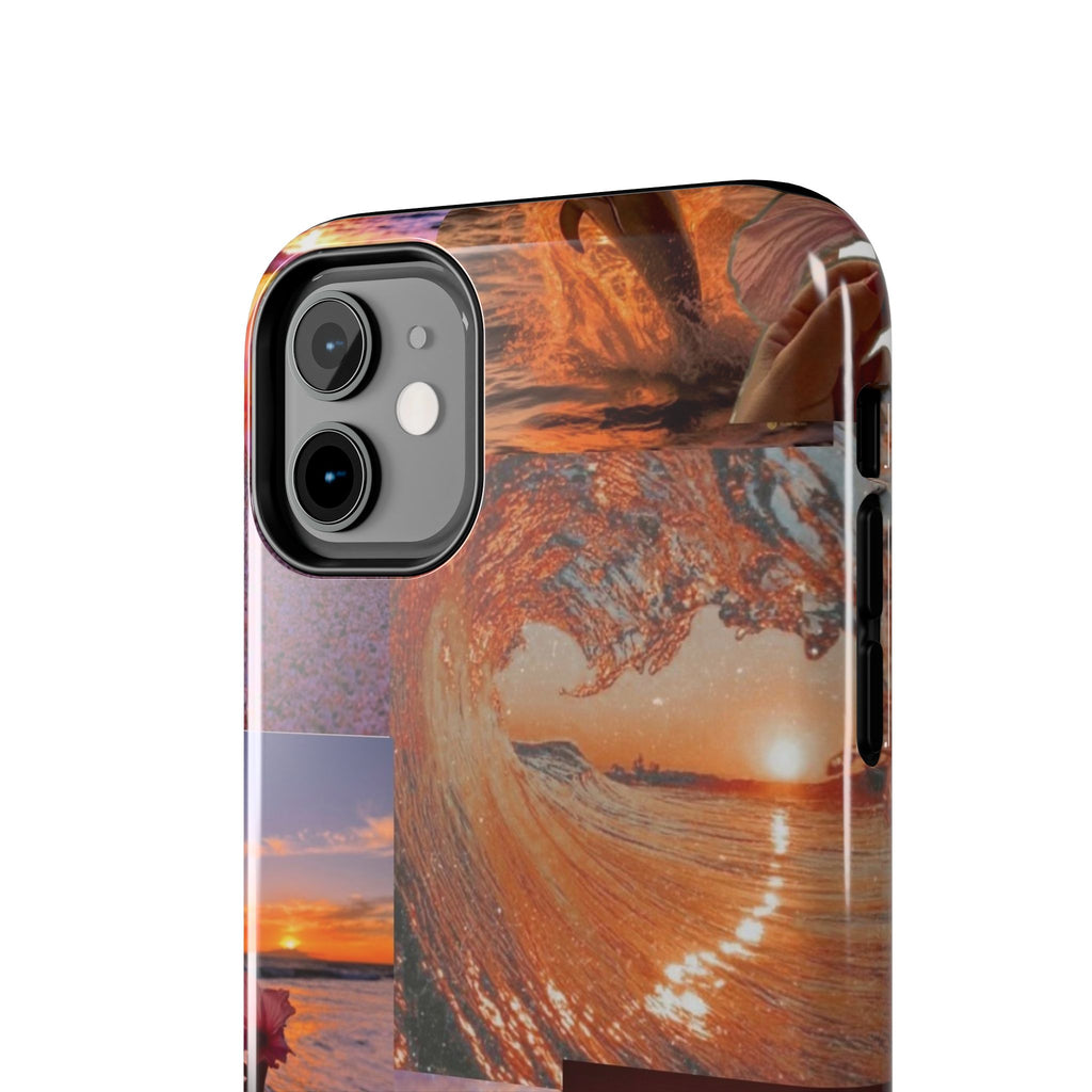 Tough Phone Case — Tropical Sunset Collage, Beach Wave & Hibiscus Protection