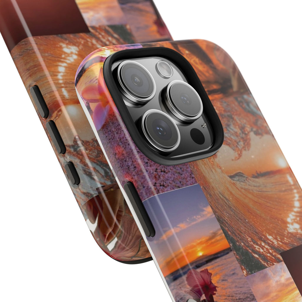 Tough Phone Case — Tropical Sunset Collage, Beach Wave & Hibiscus Protection
