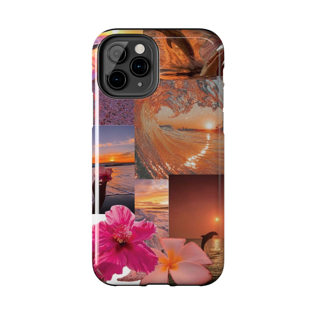 Tough Phone Case — Tropical Sunset Collage, Beach Wave & Hibiscus Protection