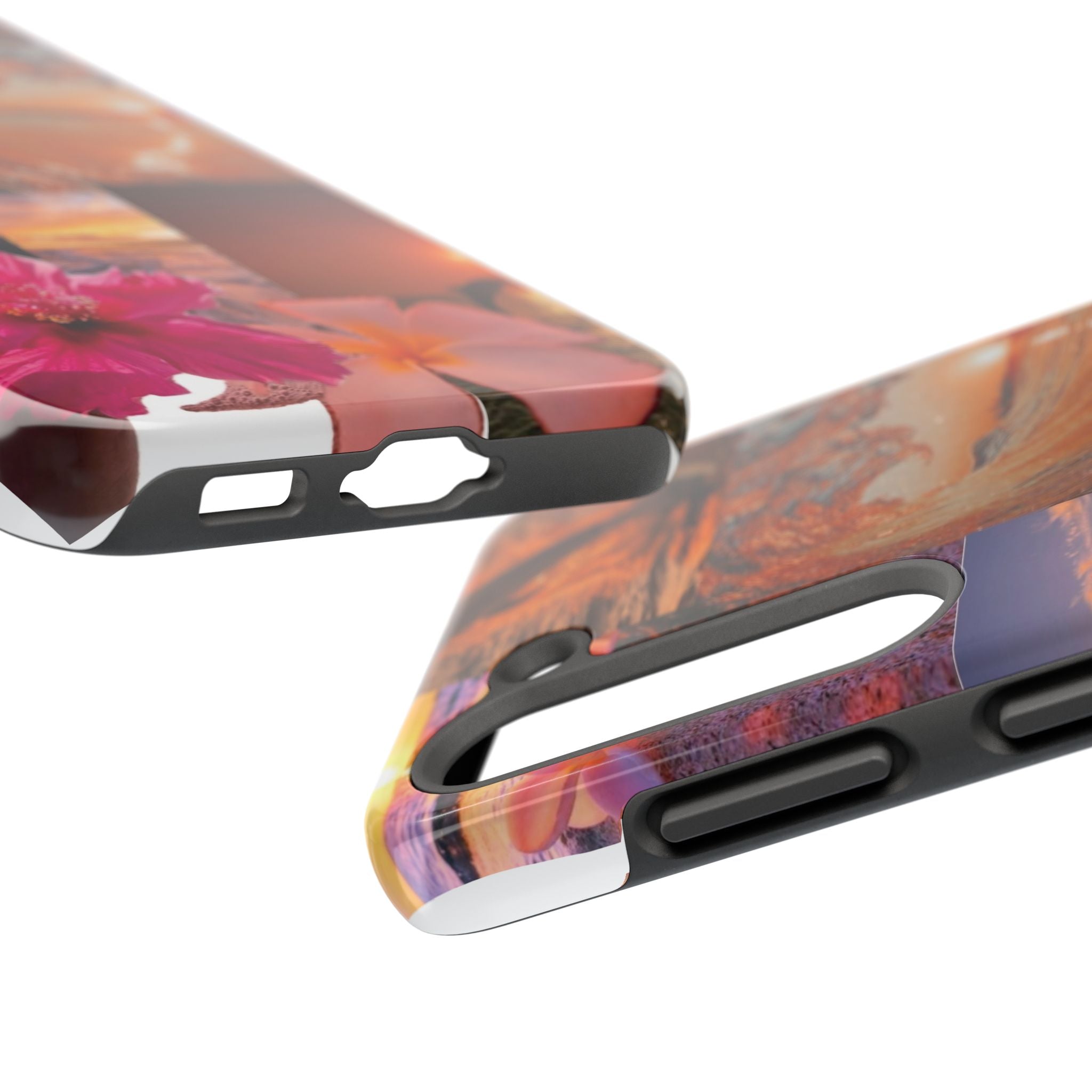 Tough Phone Case — Tropical Sunset Collage, Beach Wave & Hibiscus Protection