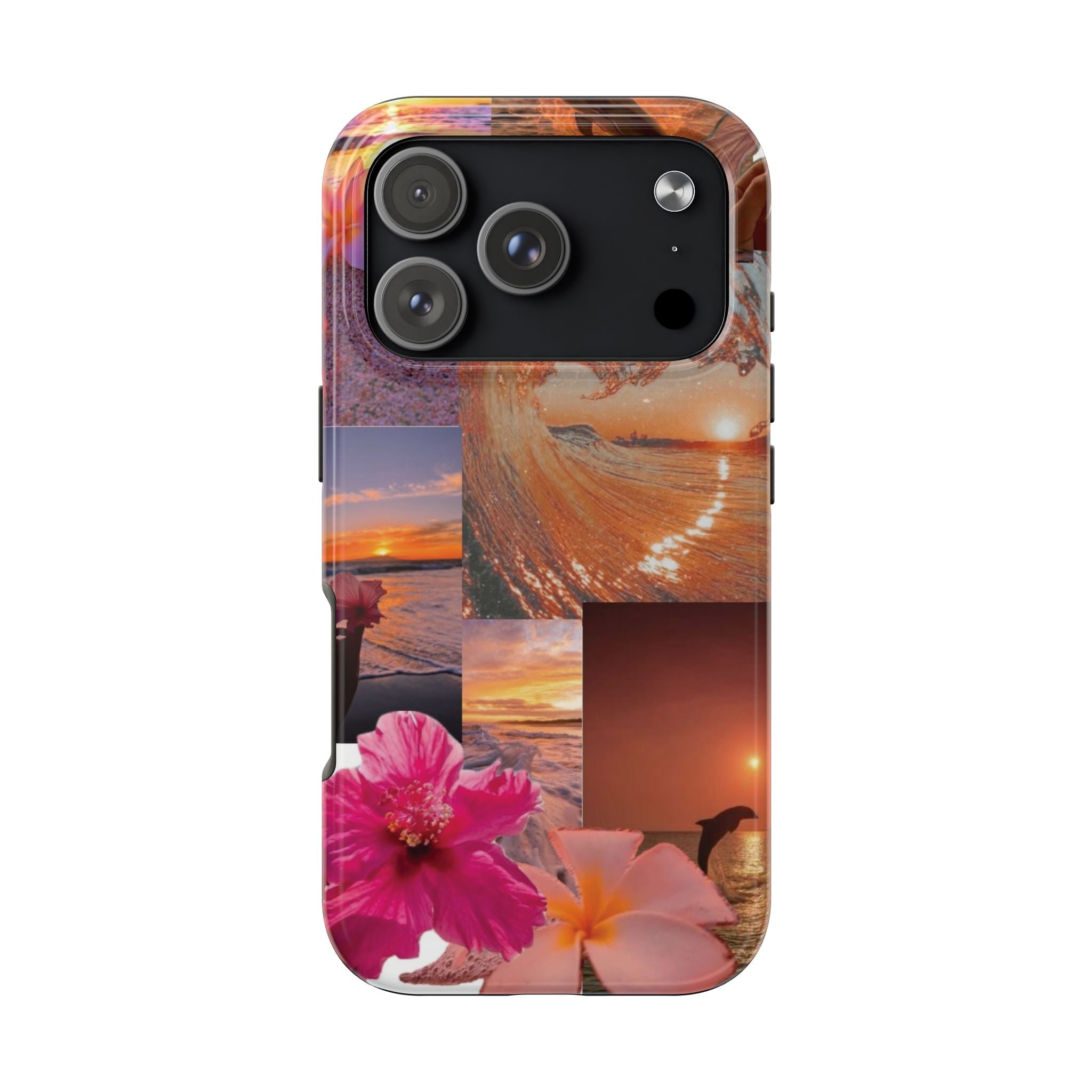 Tough Phone Case — Tropical Sunset Collage, Beach Wave & Hibiscus Protection