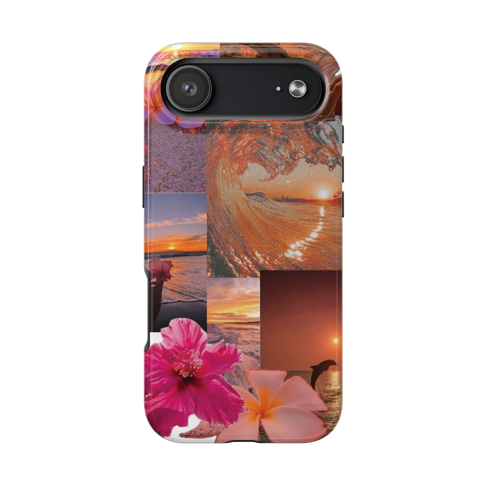 Tough Phone Case — Tropical Sunset Collage, Beach Wave & Hibiscus Protection