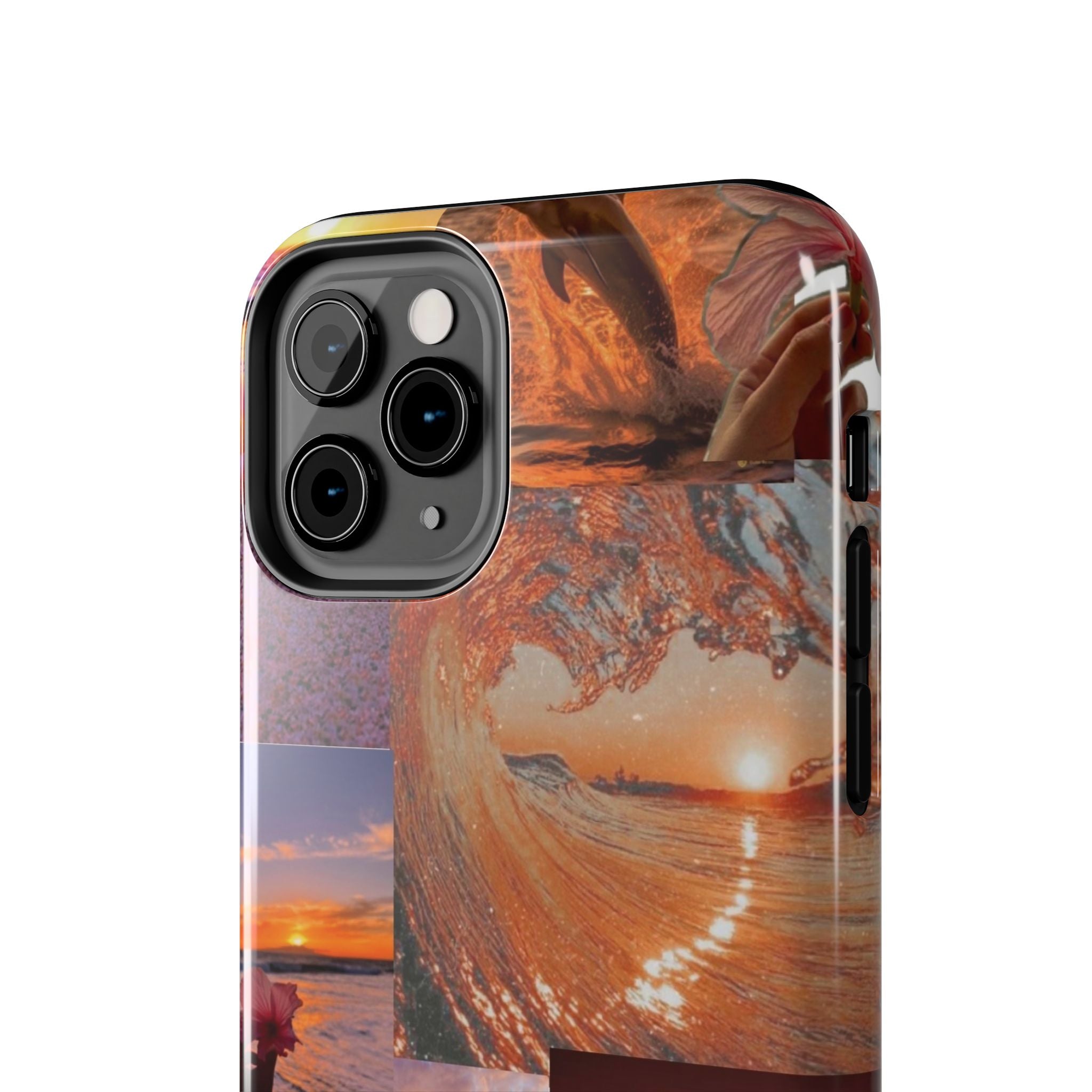 Tough Phone Case — Tropical Sunset Collage, Beach Wave & Hibiscus Protection