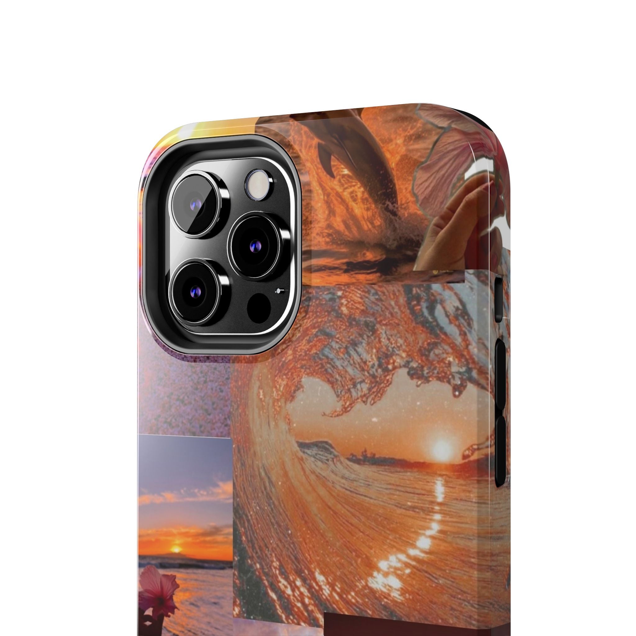 Tough Phone Case — Tropical Sunset Collage, Beach Wave & Hibiscus Protection