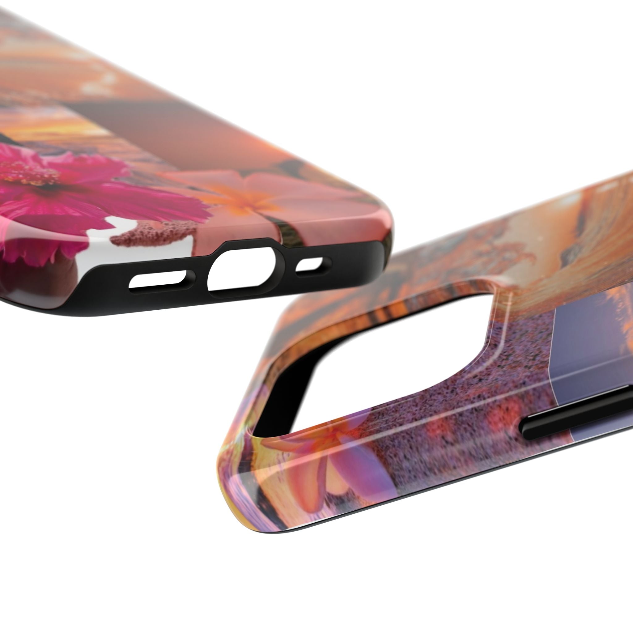Tough Phone Case — Tropical Sunset Collage, Beach Wave & Hibiscus Protection