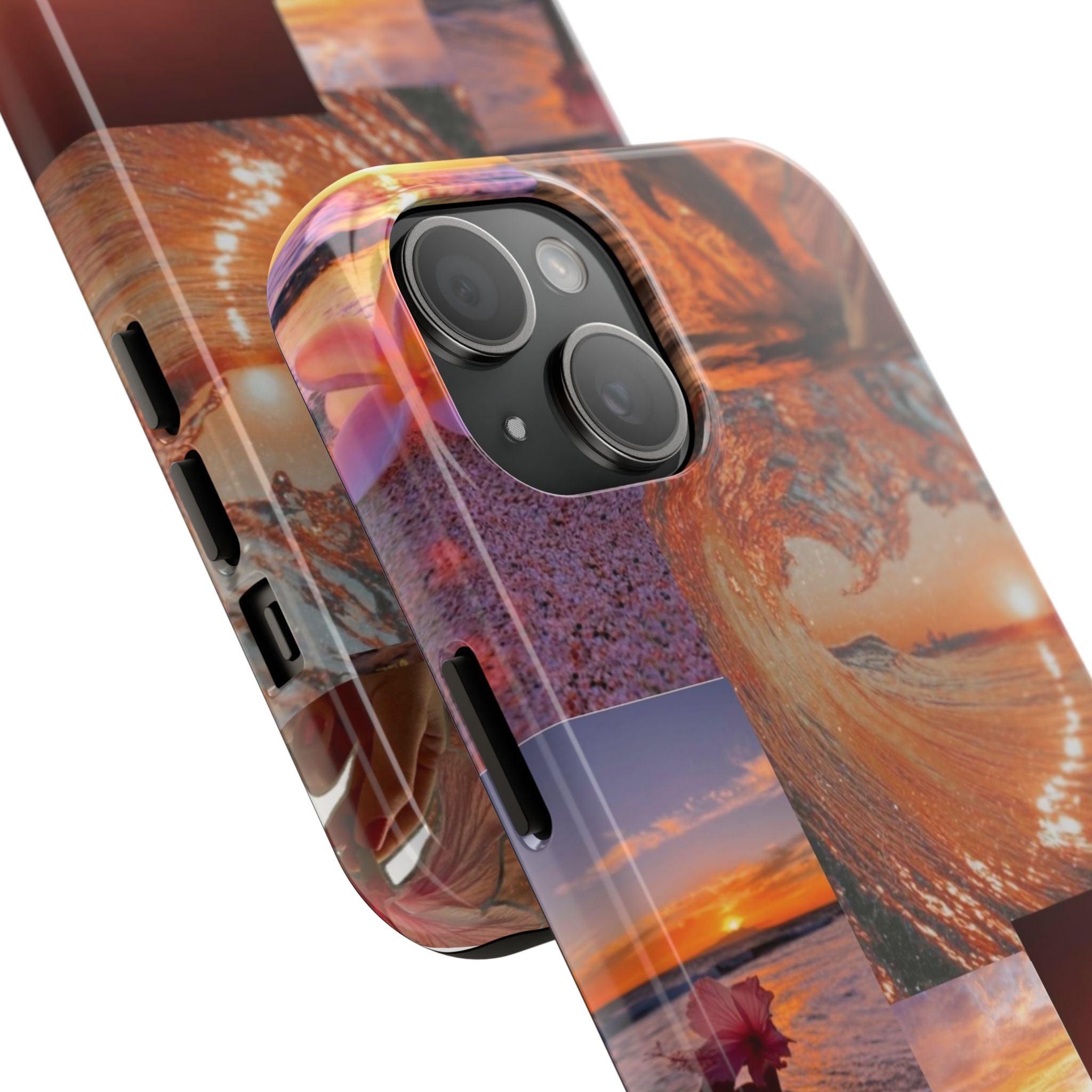 Tough Phone Case — Tropical Sunset Collage, Beach Wave & Hibiscus Protection