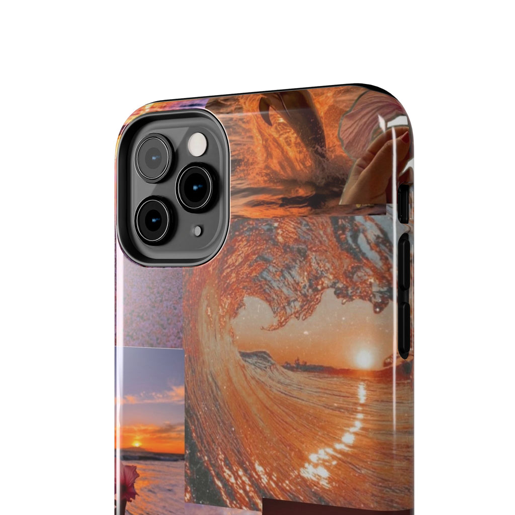 Tough Phone Case — Tropical Sunset Collage, Beach Wave & Hibiscus Protection