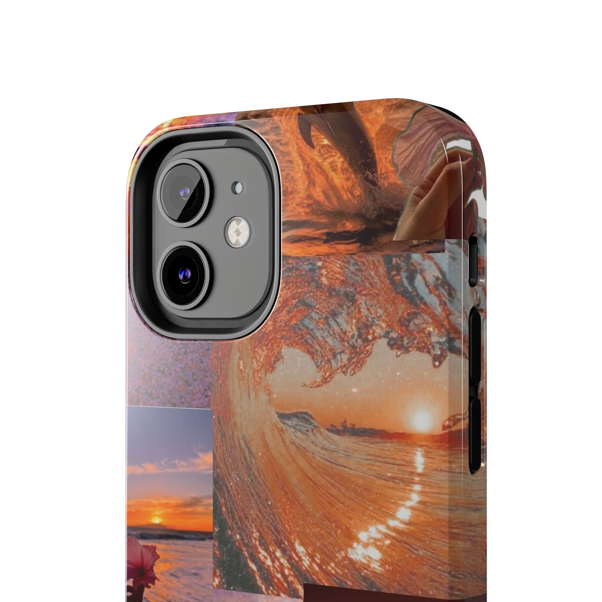 Tough Phone Case — Tropical Sunset Collage, Beach Wave & Hibiscus Protection