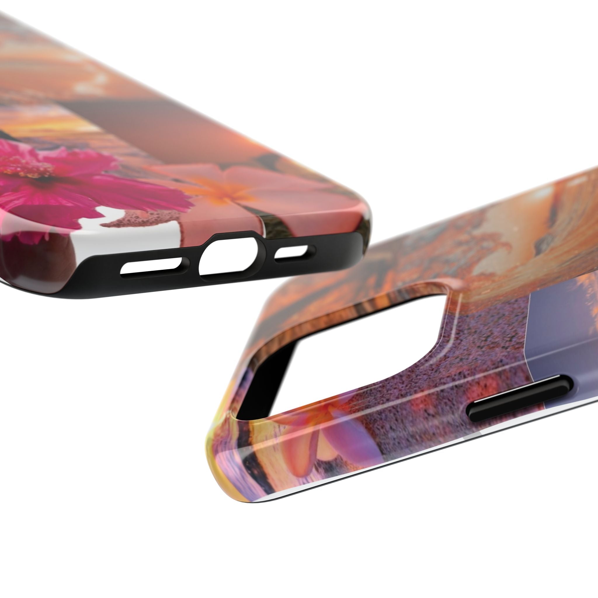 Tough Phone Case — Tropical Sunset Collage, Beach Wave & Hibiscus Protection