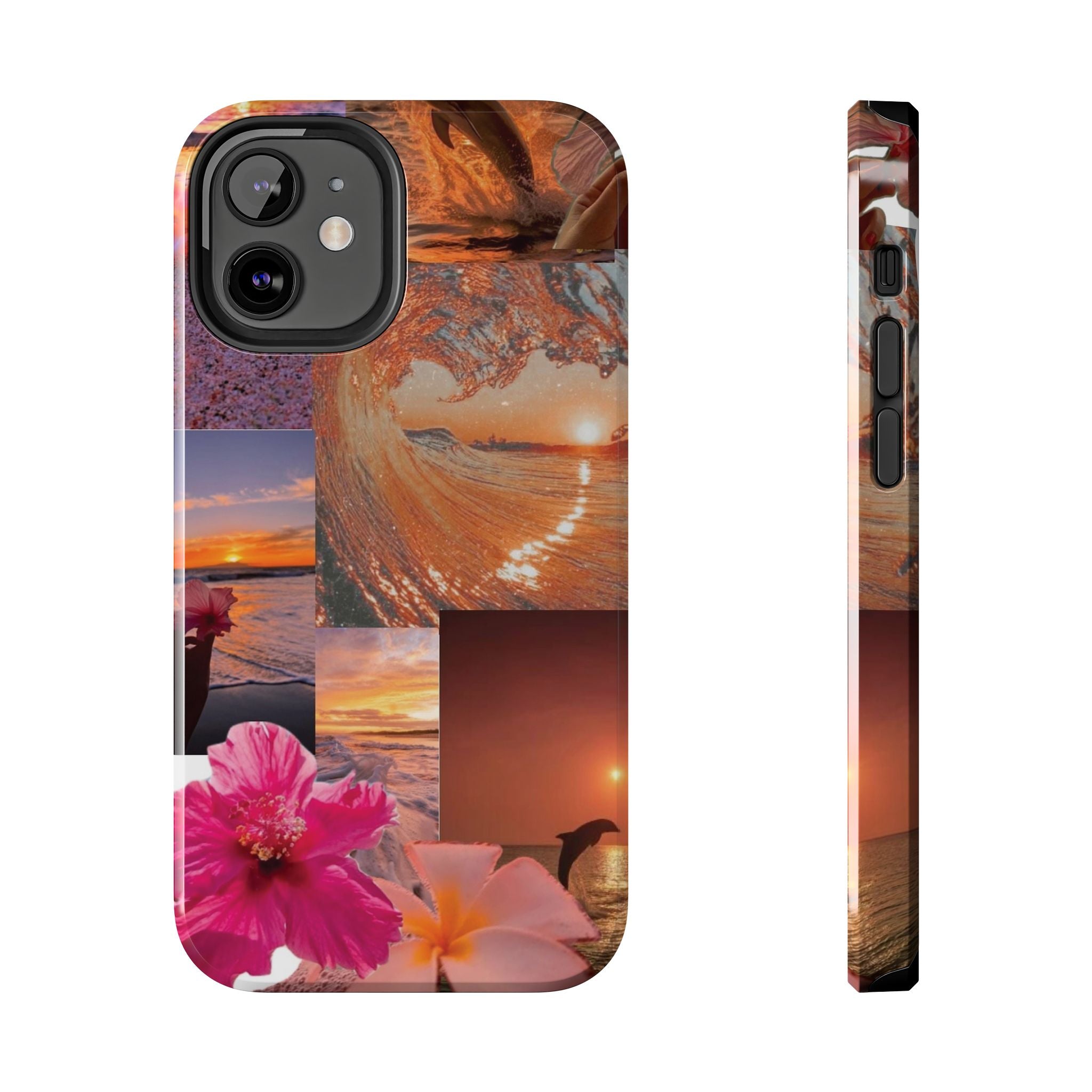 Tough Phone Case — Tropical Sunset Collage, Beach Wave & Hibiscus Protection