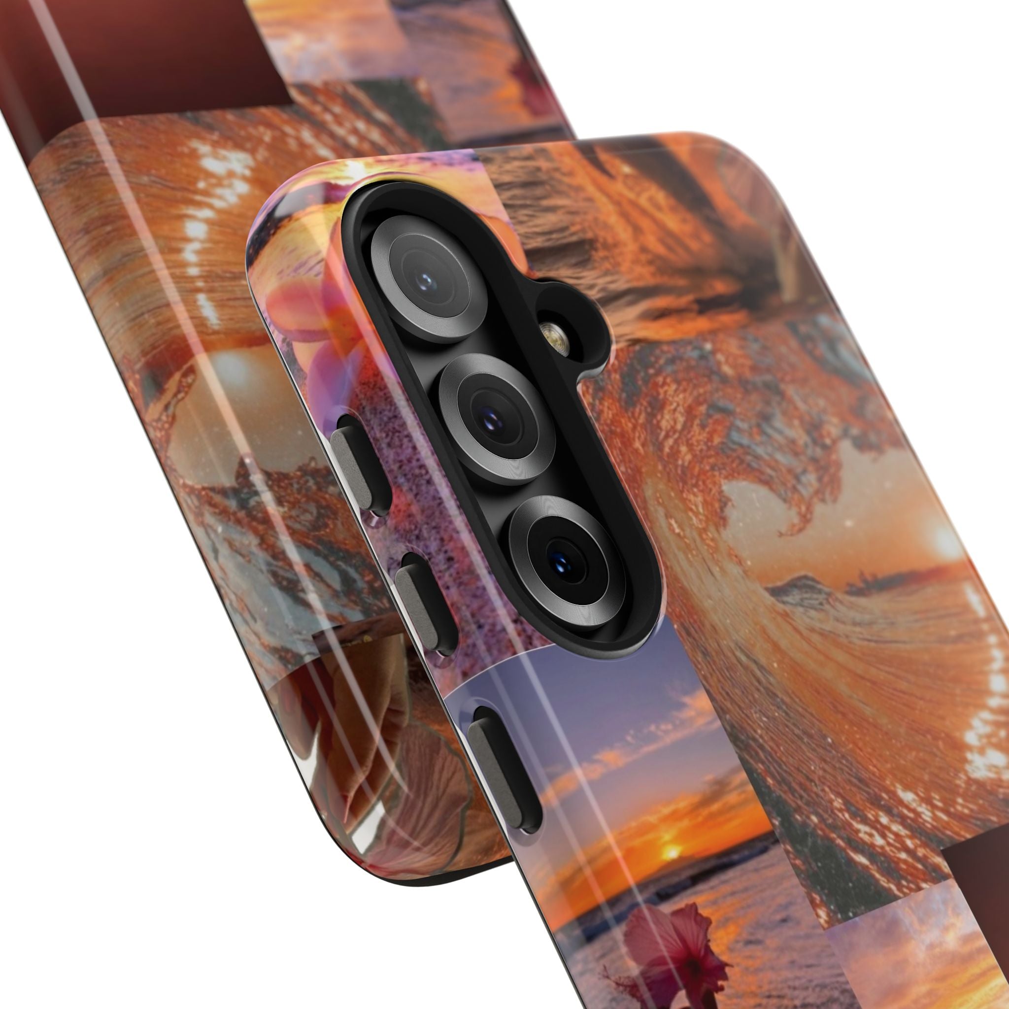 Tough Phone Case — Tropical Sunset Collage, Beach Wave & Hibiscus Protection