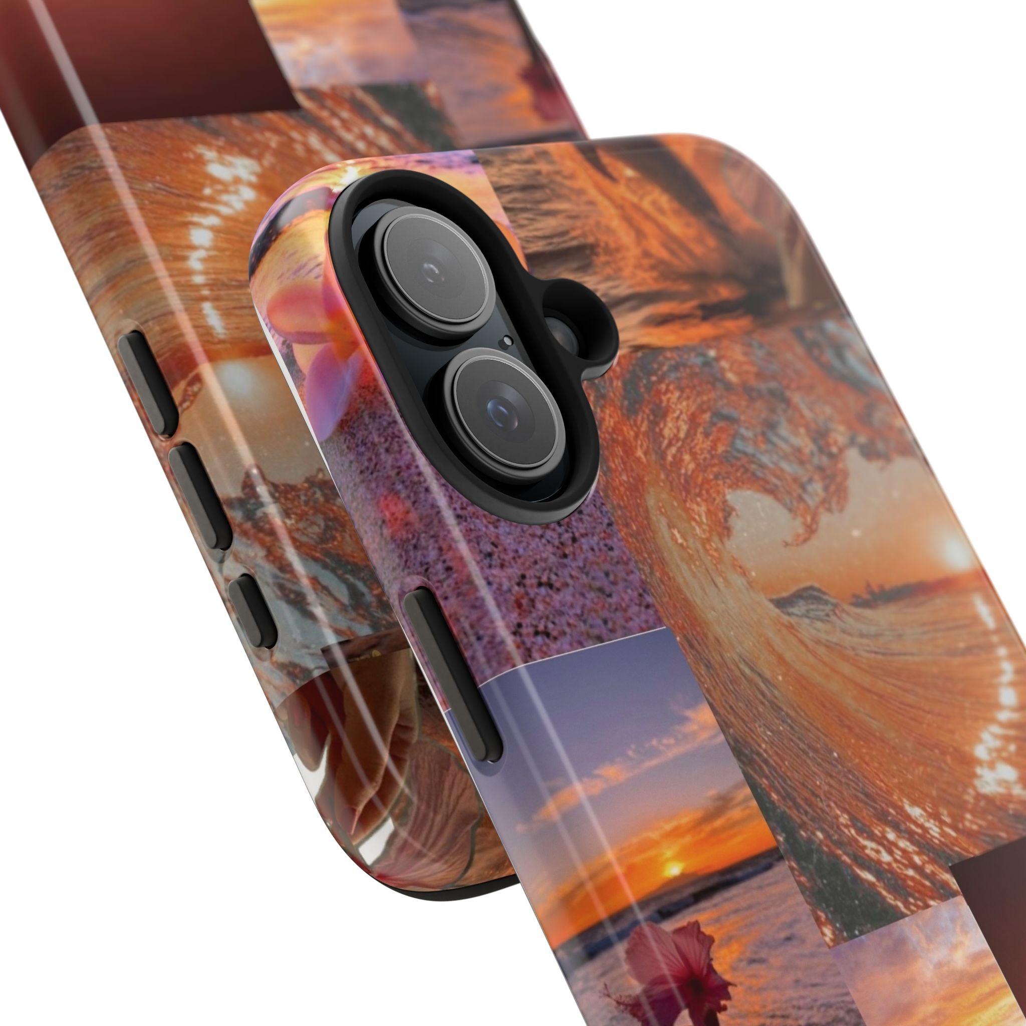 Tough Phone Case — Tropical Sunset Collage, Beach Wave & Hibiscus Protection