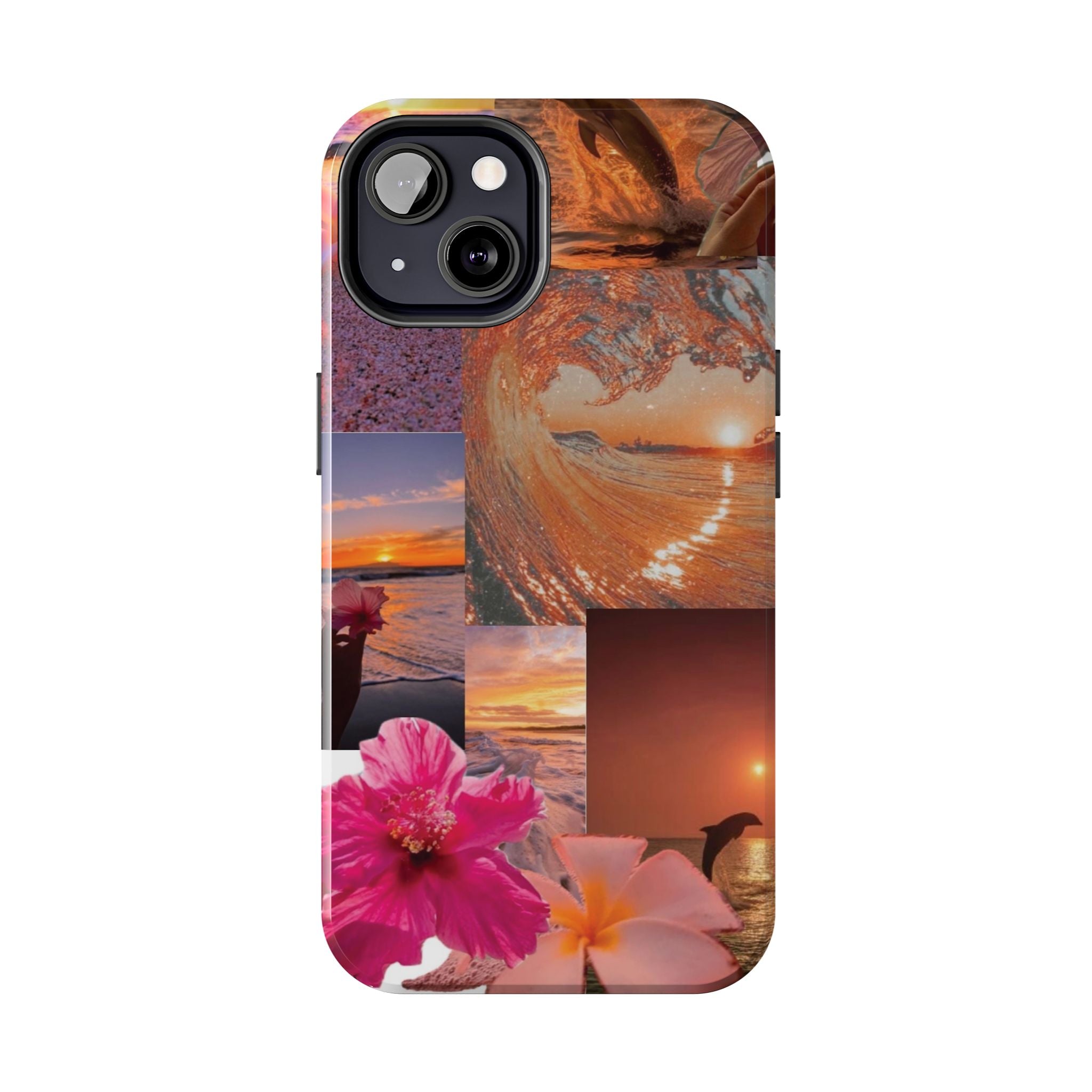 Tough Phone Case — Tropical Sunset Collage, Beach Wave & Hibiscus Protection