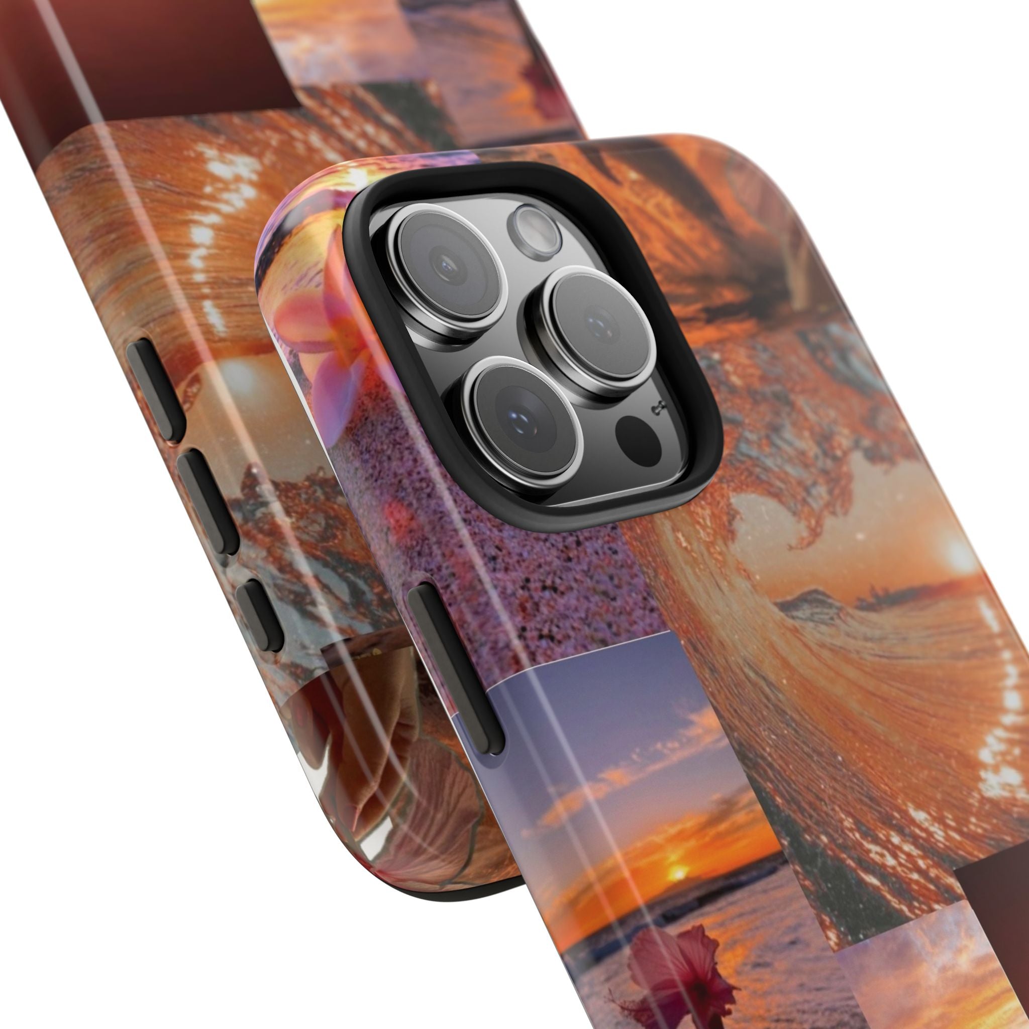 Tough Phone Case — Tropical Sunset Collage, Beach Wave & Hibiscus Protection